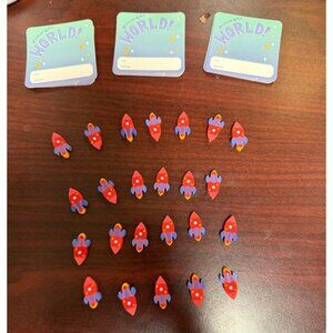 Rocket-Themed "You Are Out Of This World" Valentines & Erasers Set